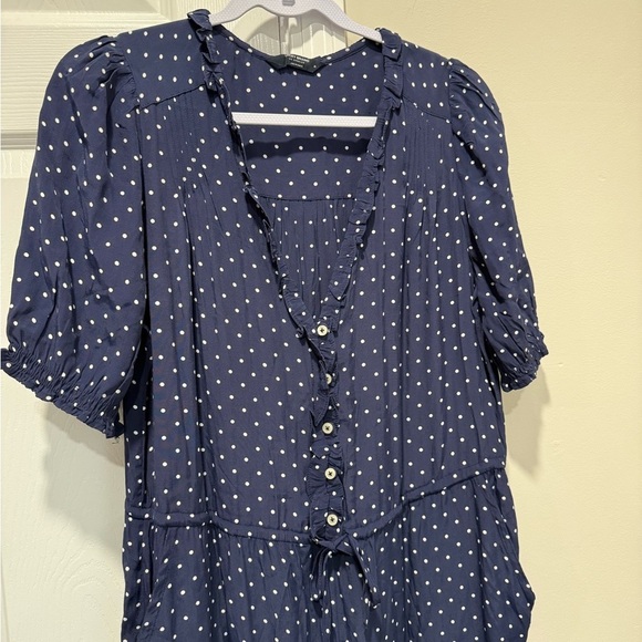Lucky Brand Navy and White Polka Dot Top - Picture 3 of 6